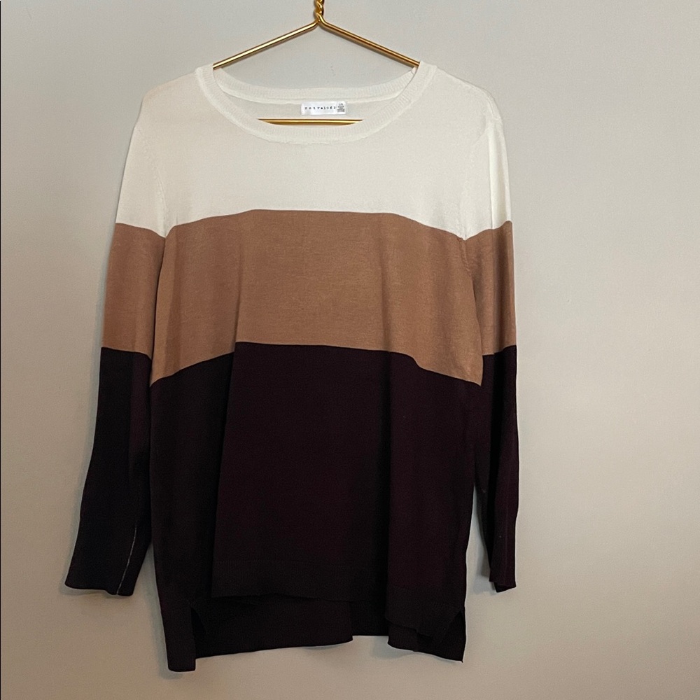 Colorblock Sweater in Cream, Tan, and Brown